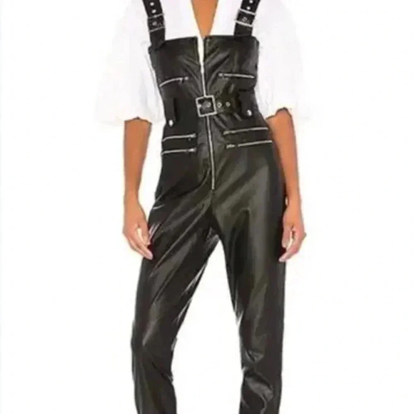 NWT WeWoreWhat Vegan Leather Moto Overalls - Picture 2 of 8